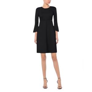 Liu Jo Dress Women's Black Flared Sleeves Midi Classic Chic Size 42 (M) NWT